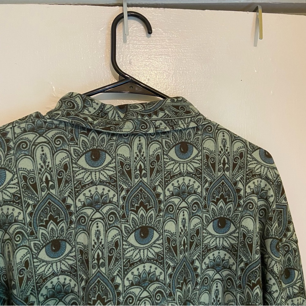 Earthbound Evil Eye Mandala Ribbed Soft Button-Up Shirt M Boho Festival - Picture 8 of 9